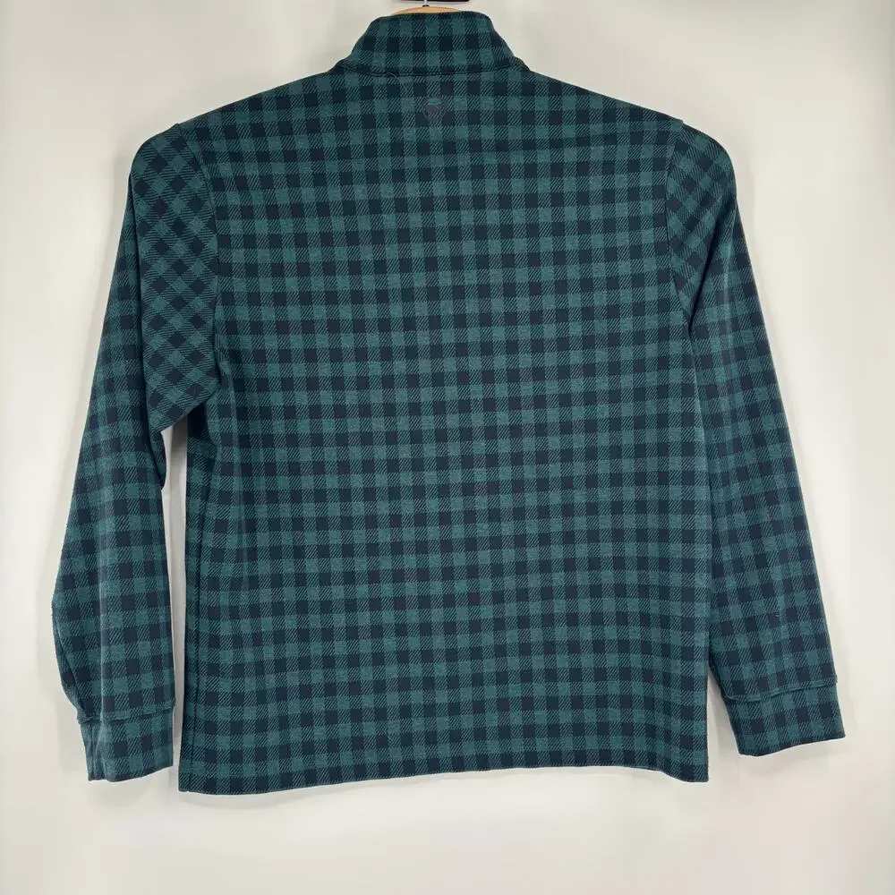 Vineyard‎ Vines Mens Large Green Blue Check Bluffs 1/4 Zip Long Sleeve Pullover
